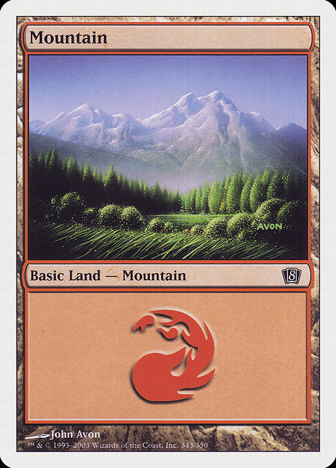 Mountain — Eighth Edition #343, art by John Avon