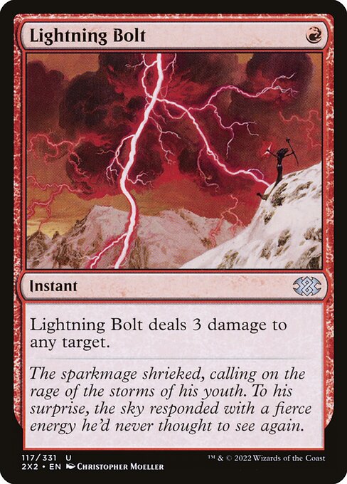 Lightning Bolt — Double Masters 2022 #117, art by Christopher Moeller