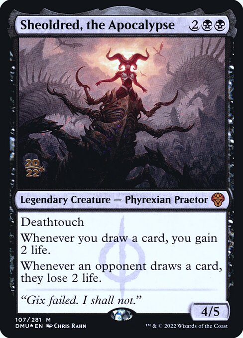 Sheoldred, the Apocalypse — Dominaria United Promos #107s, art by Chris Rahn