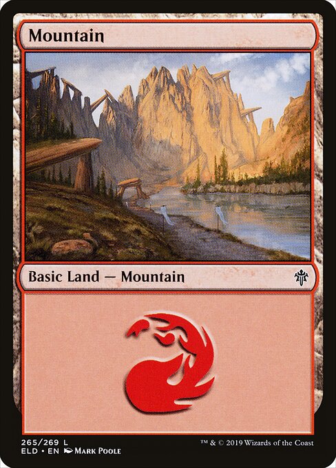Mountain — Throne of Eldraine #265, art by Mark Poole