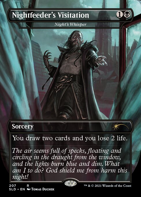Night's Whisper — Nightfeeder's Visitation — Secret Lair Drop #207, art by Tomas Duchek