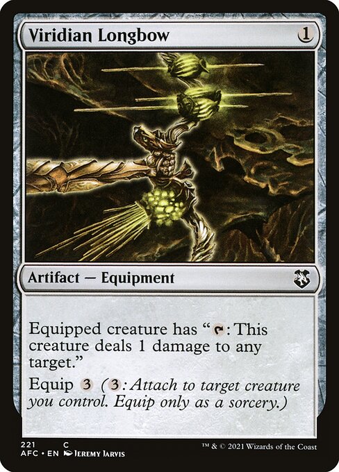 Viridian Longbow — Forgotten Realms Commander #221, art by Jeremy Jarvis