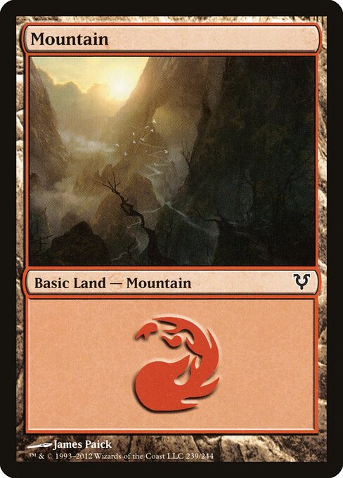 Mountain — Avacyn Restored #239, art by James Paick