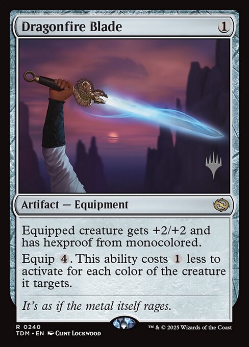 Dragonfire Blade — Tarkir: Dragonstorm Promos #240p, art by Clint Lockwood