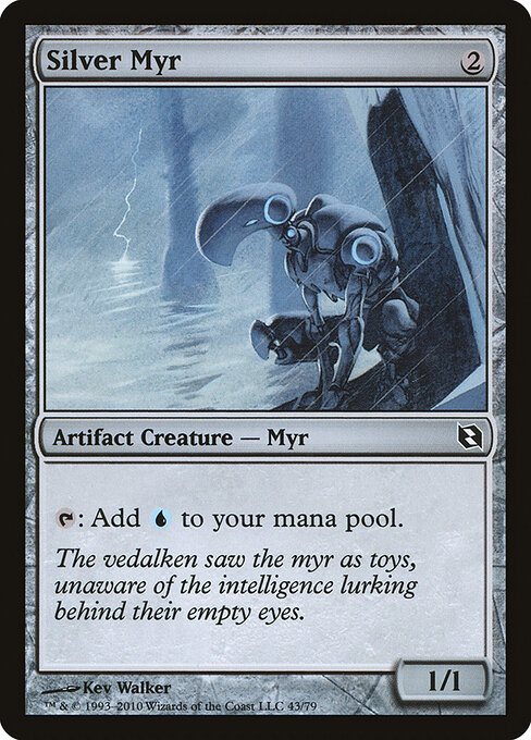 Silver Myr — Duel Decks: Elspeth vs. Tezzeret #43, art by Kev Walker