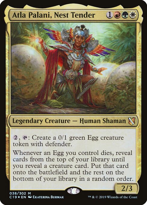 Atla Palani, Nest Tender — Commander 2019 #38, art by Ekaterina Burmak