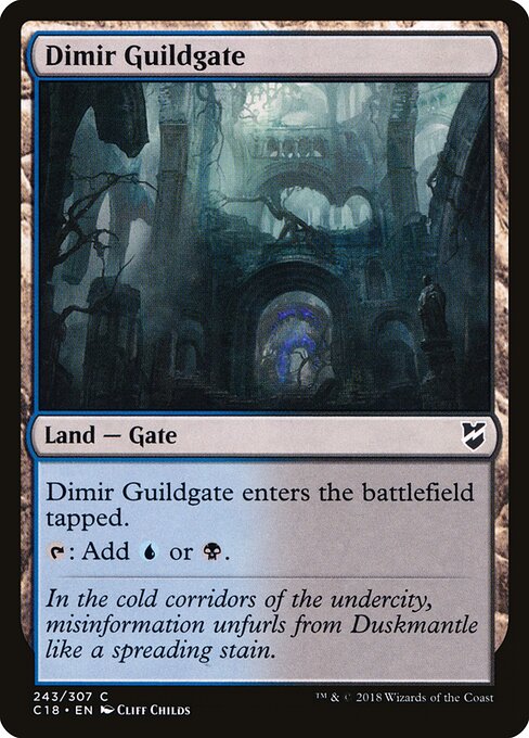 Dimir Guildgate — Commander 2018 #243, art by Cliff Childs