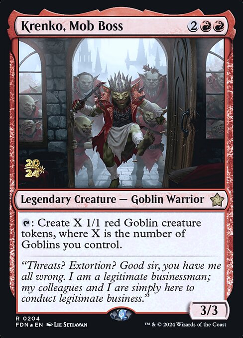 Krenko, Mob Boss — Foundations Promos #204s, art by Lie Setiawan