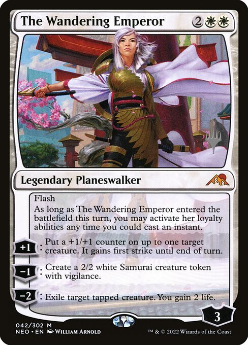 The Wandering Emperor — Kamigawa: Neon Dynasty Promos #42p, art by Tommy Arnold