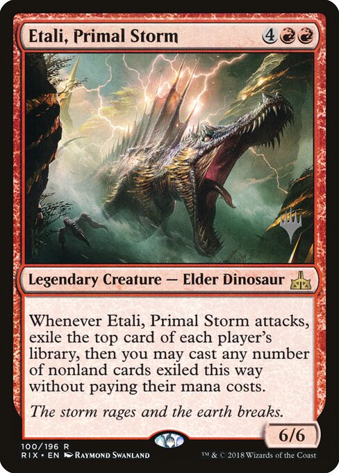 Etali, Primal Storm — Rivals of Ixalan Promos #100p, art by Raymond Swanland