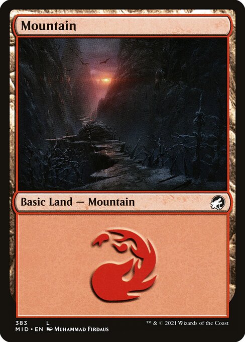 Mountain — Innistrad: Midnight Hunt #383, art by Muhammad Firdaus