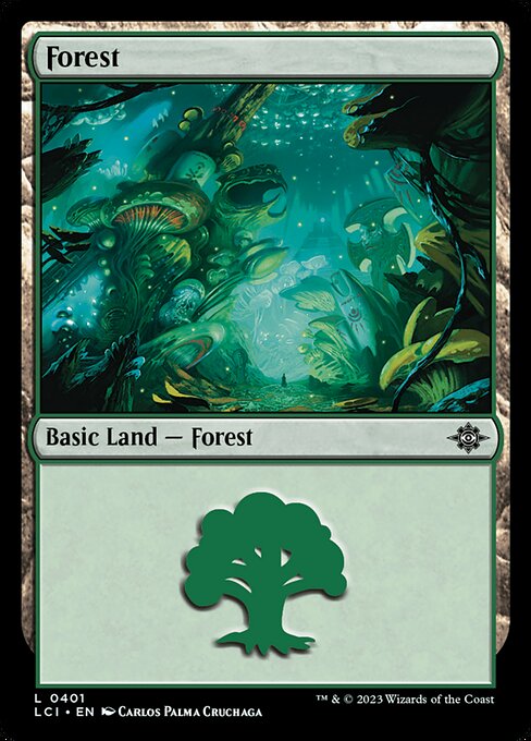 Forest — The Lost Caverns of Ixalan #401, art by Carlos Palma Cruchaga
