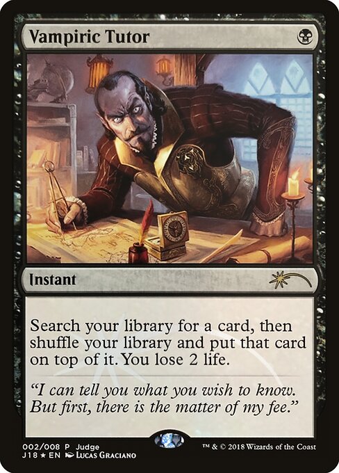 Vampiric Tutor — Judge Gift Cards 2018 #2, art by Lucas Graciano