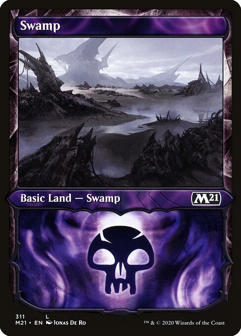 Swamp — Core Set 2021 #311, art by Jonas De Ro