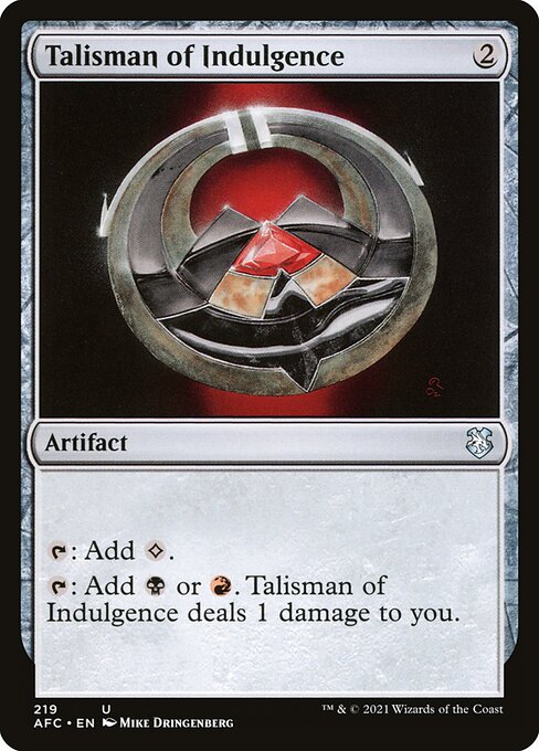 Talisman of Indulgence — Forgotten Realms Commander #219, art by Mike Dringenberg