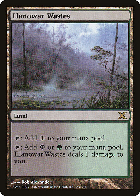 Llanowar Wastes — Tenth Edition #355, art by Rob Alexander