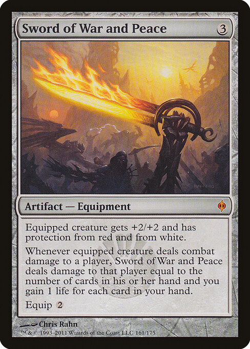 Sword of War and Peace — New Phyrexia #161, art by Chris Rahn