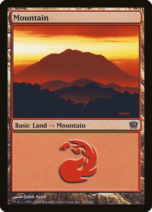 Mountain — Ninth Edition #345★, art by John Avon
