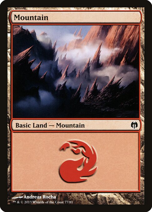 Mountain — Duel Decks: Heroes vs. Monsters #77, art by Andreas Rocha