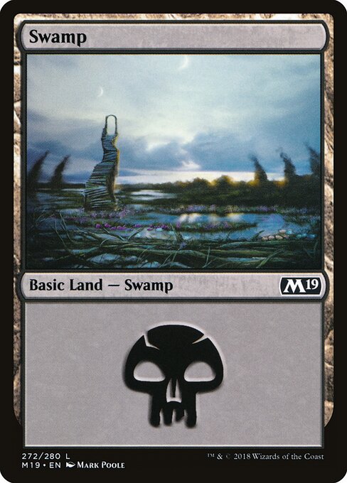 Swamp — Core Set 2019 #272, art by Mark Poole