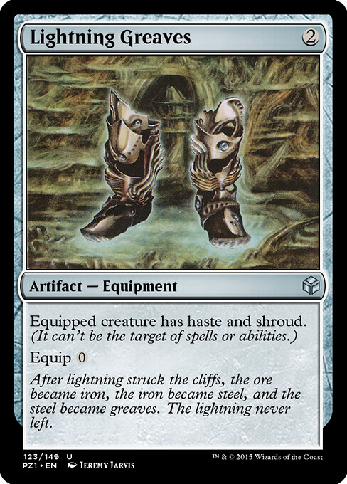 Lightning Greaves — Legendary Cube Prize Pack #123, art by Jeremy Jarvis