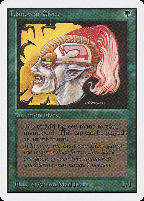 Llanowar Elves — Unlimited Edition #211, art by Anson Maddocks