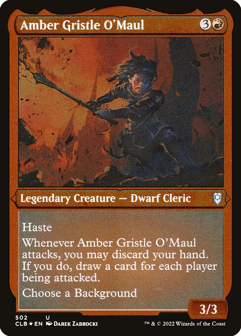 Amber Gristle O'Maul — Commander Legends: Battle for Baldur's Gate #502, art by Darek Zabrocki