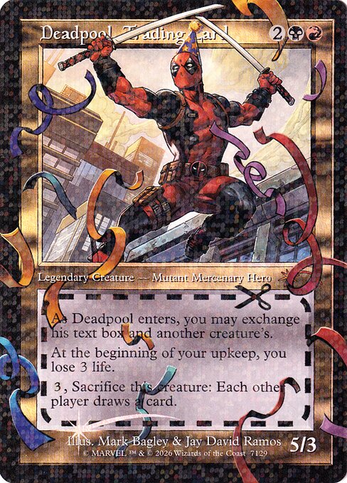 Deadpool, Trading Card — Secret Lair Drop #7129, art by Mark Bagley & Jay David Ramos